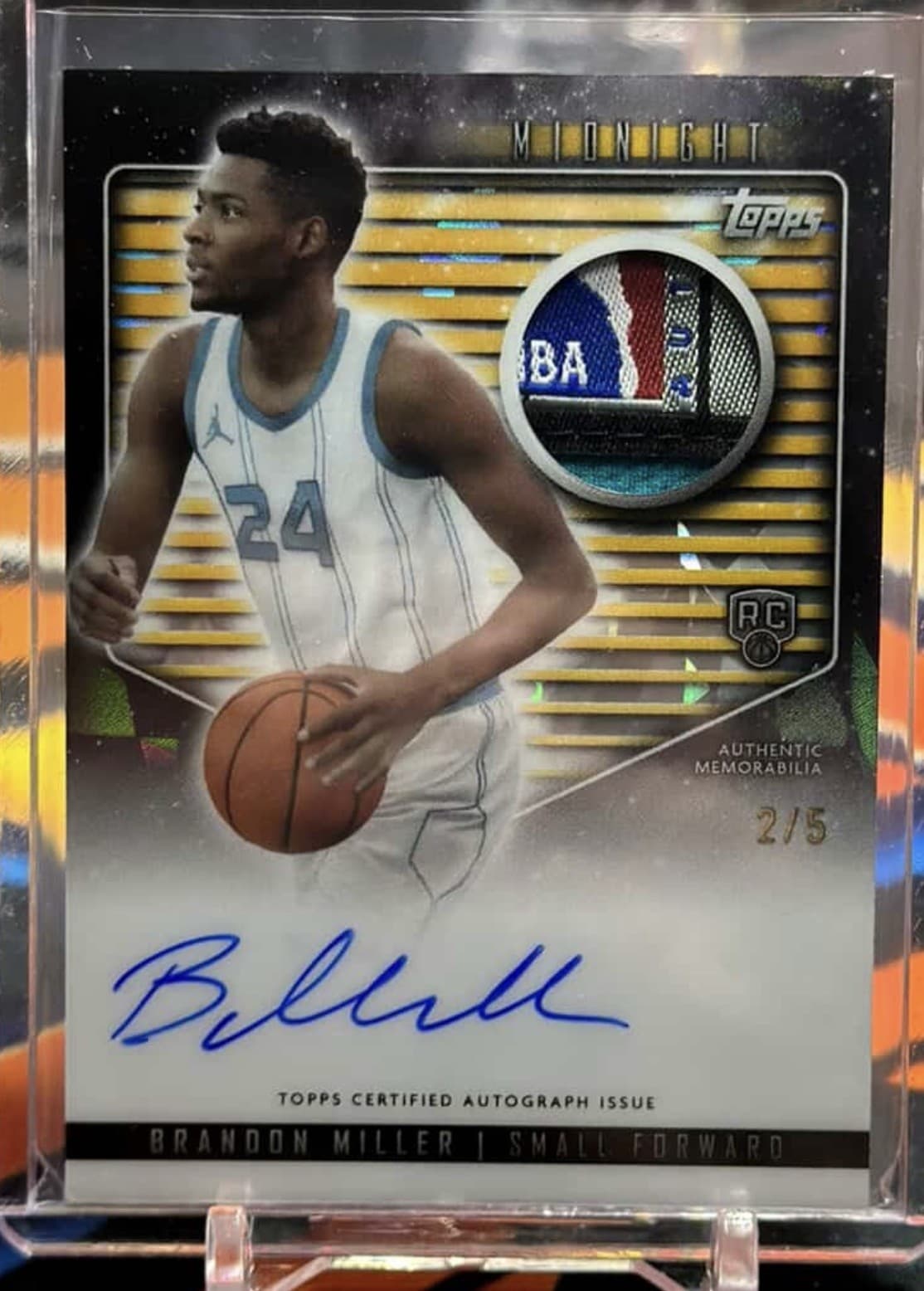 Brandon Miller 2024 Topps Midnight Auto Autograph RC Patch Hornets 2/5