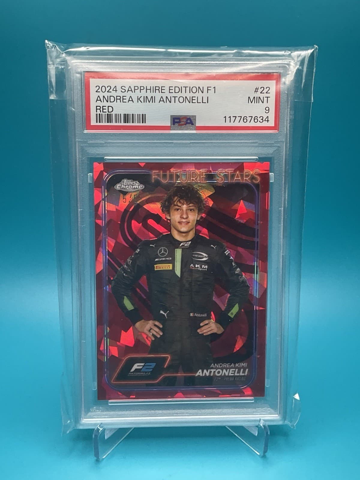 2024 Topps Chrome Sapphire Formula 1 - Andrea Kimi Antonelli - Red /5 PSA 9