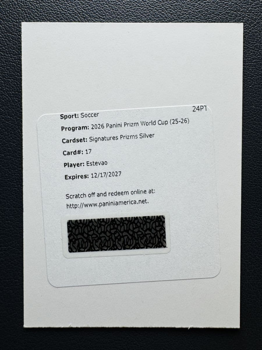 2026 Panini Prizm FIFA World Cup Estevao #17 Signatures Silver Auto /199 Brazil