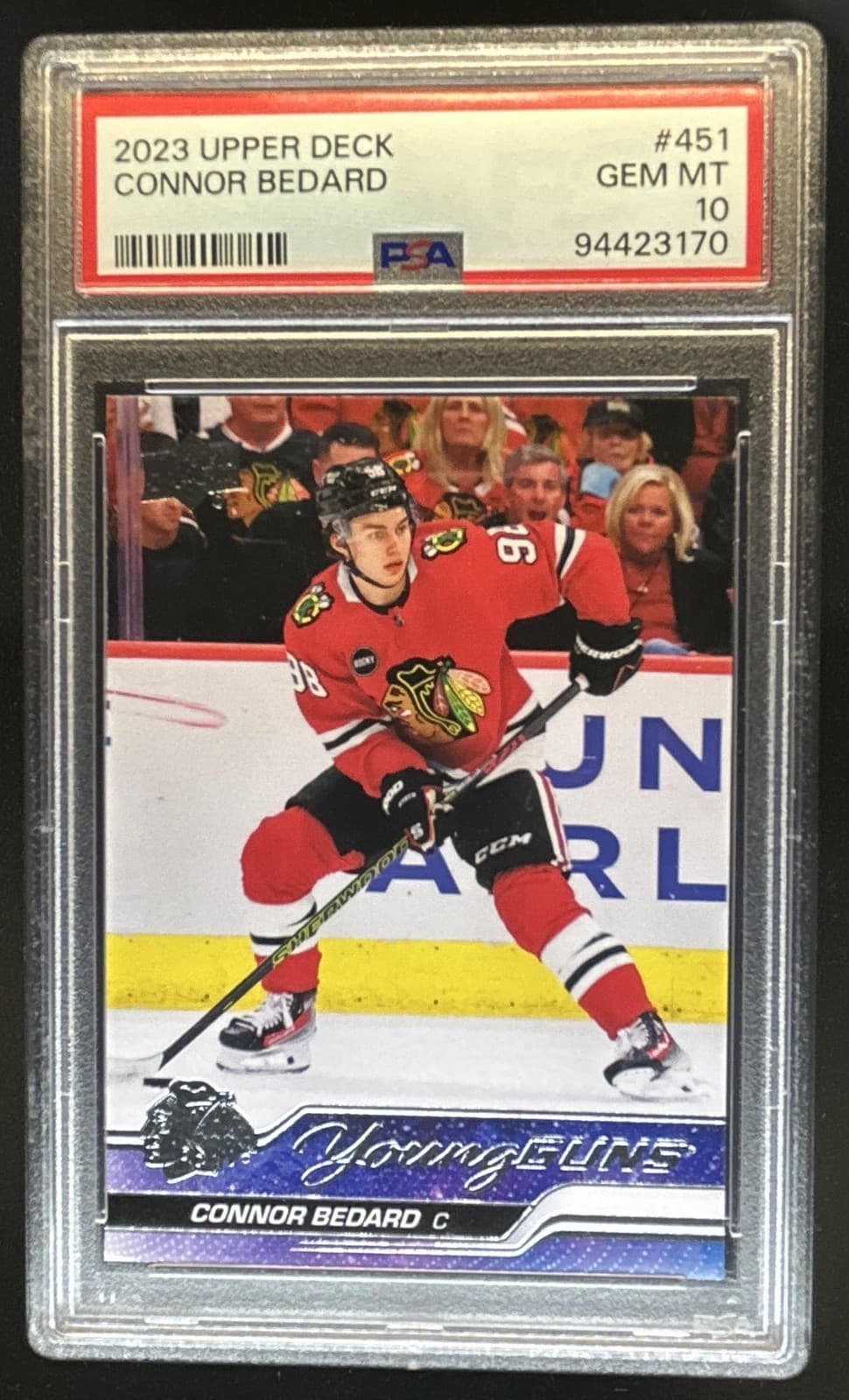 2023-24 Upper Deck Connor Bedard Rookie Young Guns RC #451 Blackhawks PSA 10