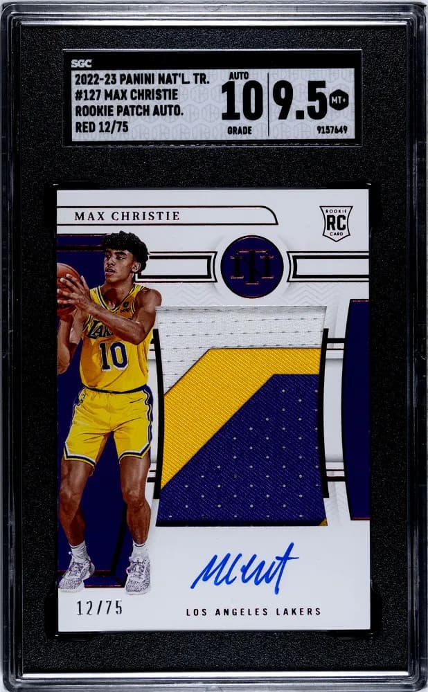 2022 Panini National Max Christie #127 Rookie Patch Auto Red SGC 9.5 Auto 10