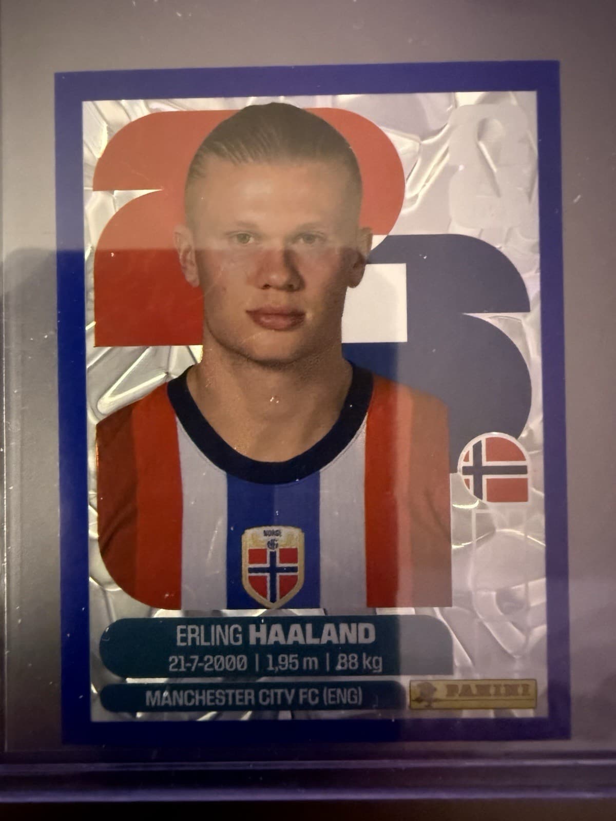 Erling HAALAND 2026 Panini World Cup Blue Crumple Parallel Sticker NOR15 Norway