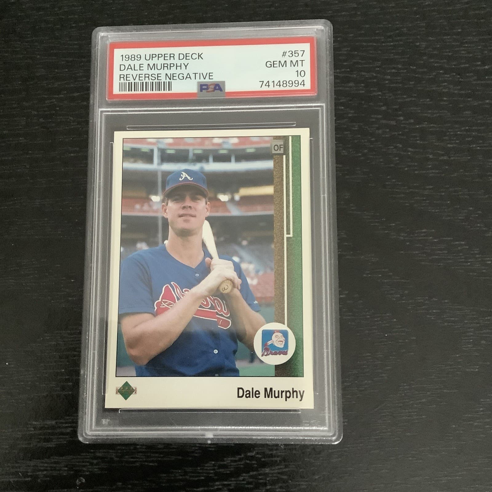 Upper Deck 1989 Dale Murphy Reverse Negative #357 PSA 10 Atlanta Braves
