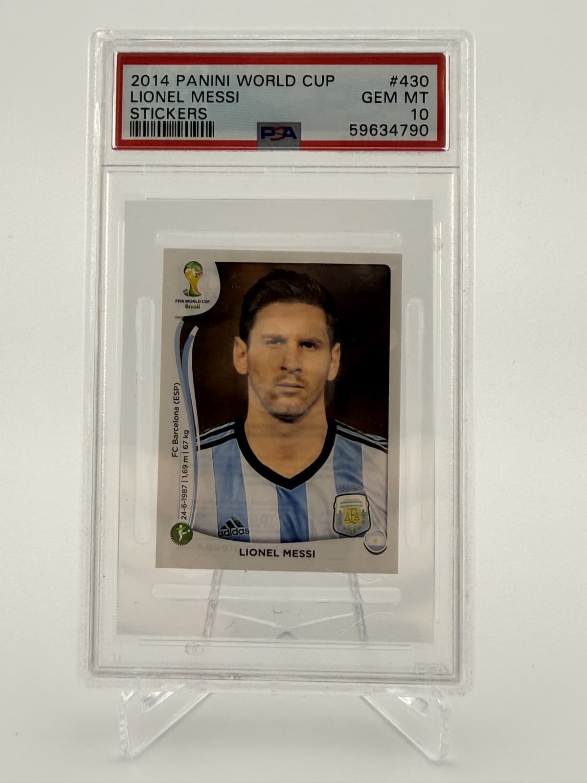 2014 Panini World Cup Stickers Lionel Messi #430 - PSA 10 