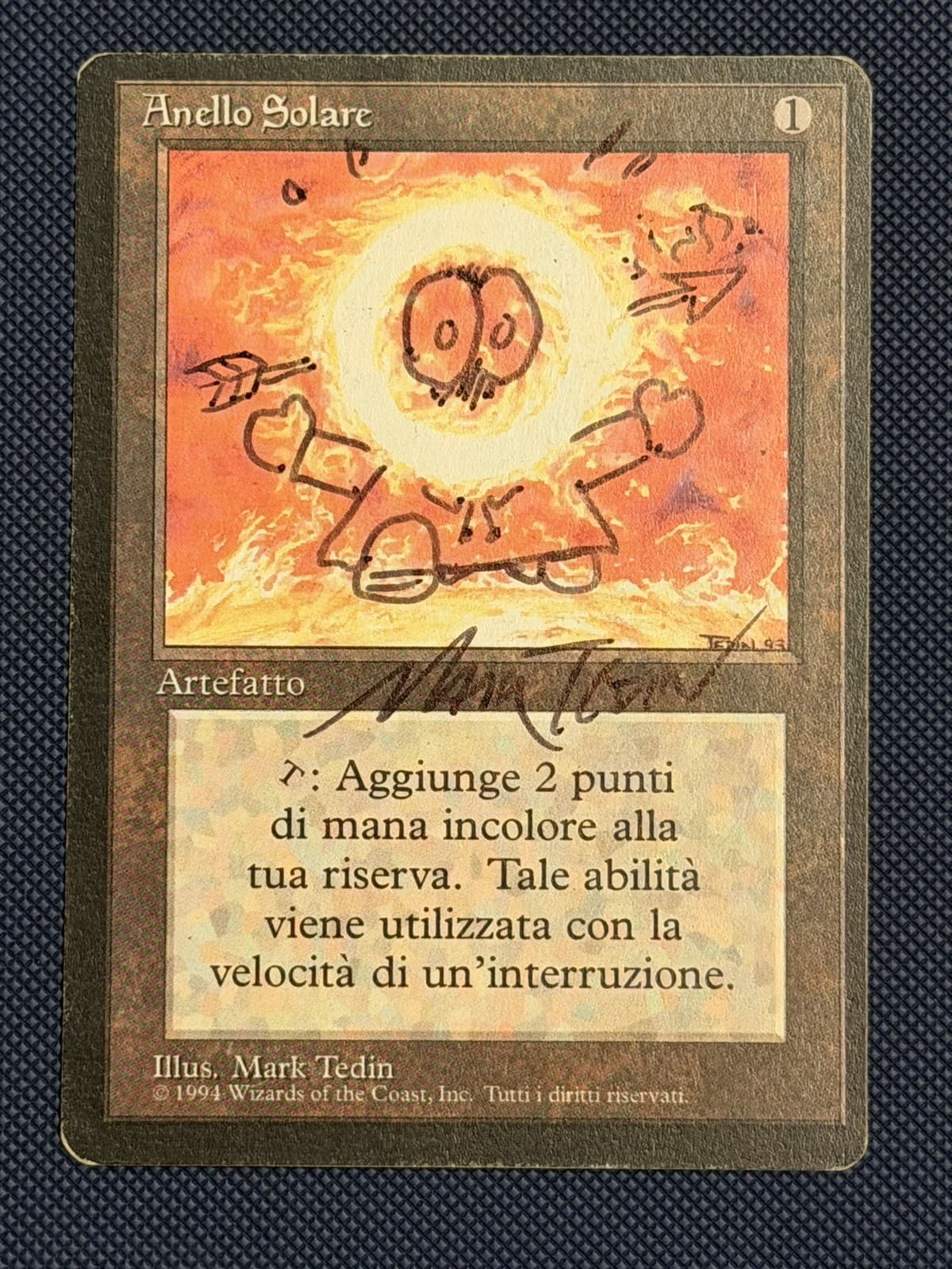 FBB Revised Italian Sol Ring - Artist altered Vintage Magic the Gathering