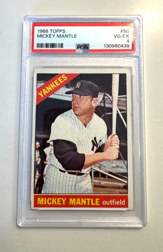 1966 Topps #50 Mickey Mantle New York Yankees HOF PSA 4 VG-EX