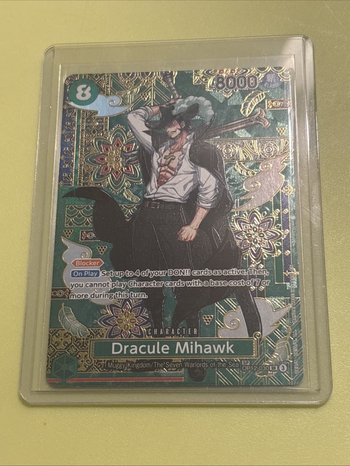 Bandai One Piece Card Game Dracule Mihawk OP12-030 SR SP Foil ENG
