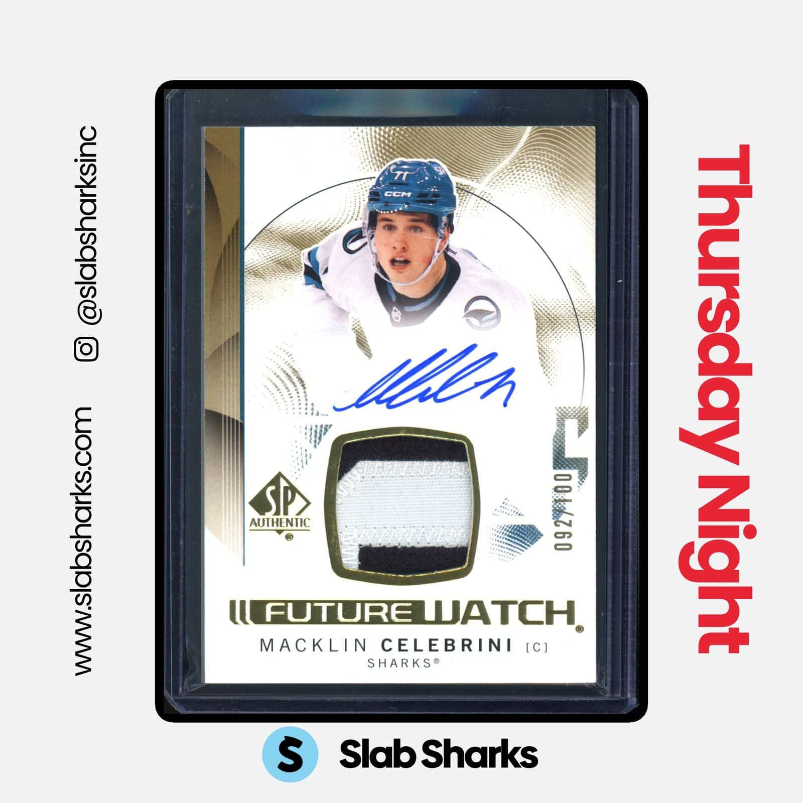 2024 SP AUTHENTIC #184 MACKLIN CELEBRINI FUTURE WATCH AUTO PATCH ROOKIE RC /100
