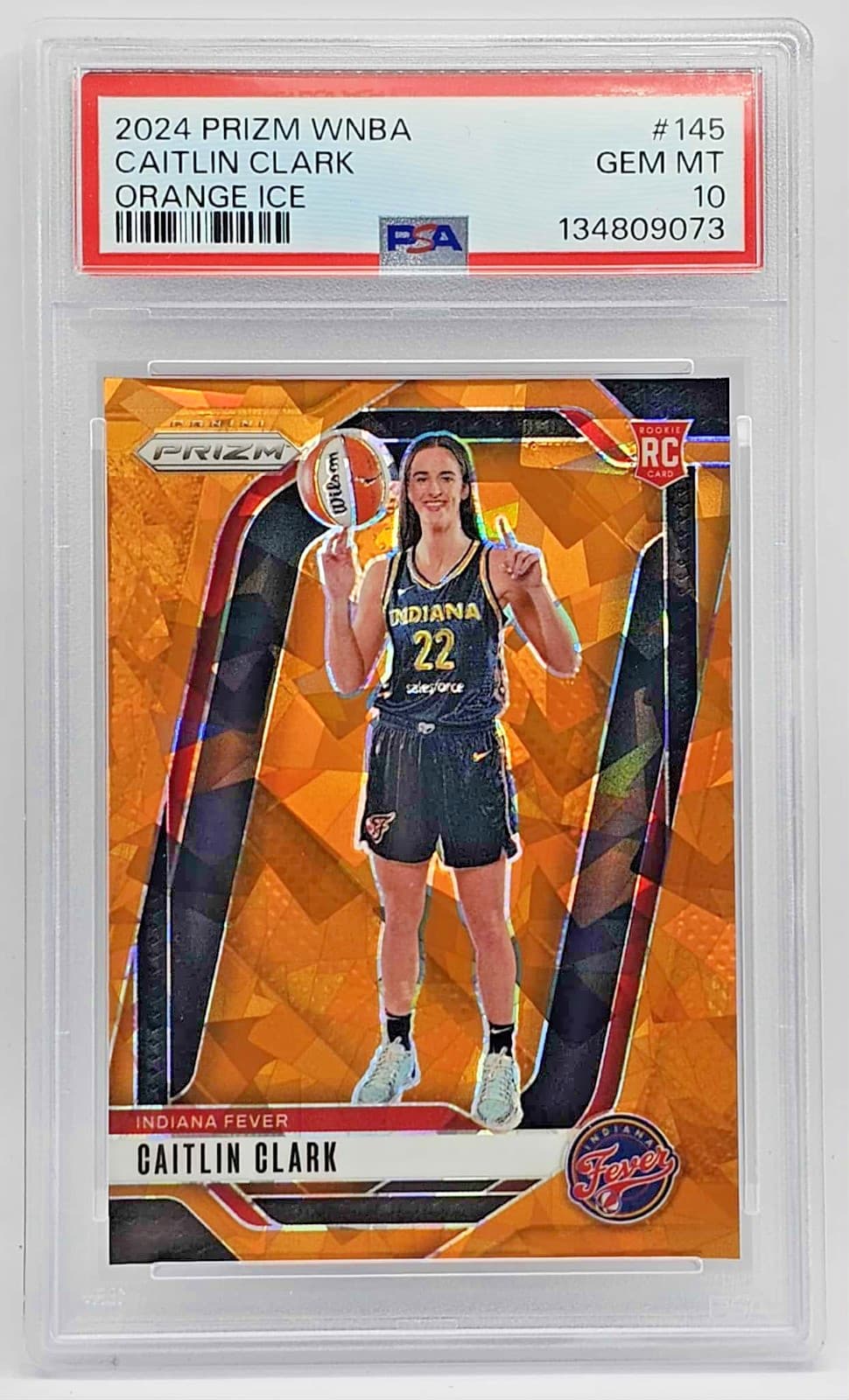 Caitlin Clark 2024 Panini WNBA Prizm #145 Orange Ice Rookie RC PSA 10