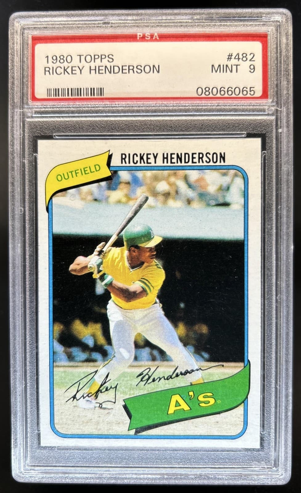 1980 Topps Rickey Henderson Rookie RC #482 Athletics PSA 9
