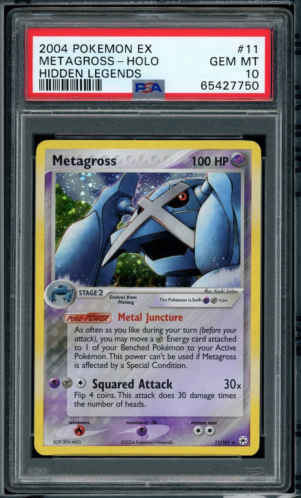 Pokemon Metagross-Holo 2004 Ex Hidden Legends #11 Psa 10