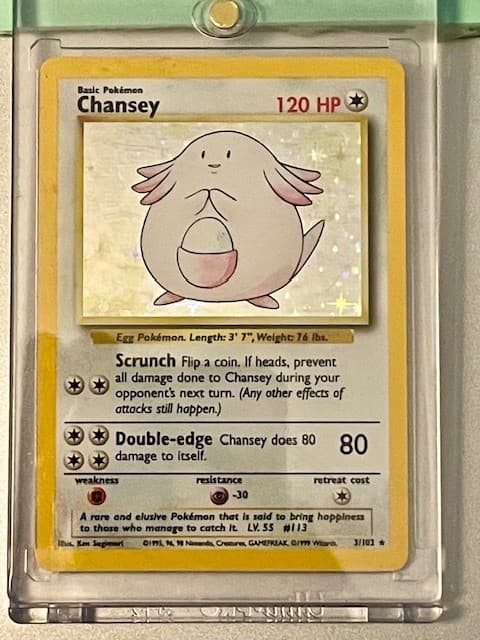 Pokemon TCG Chansey Rare Holo Card 3/102 in Great Condition