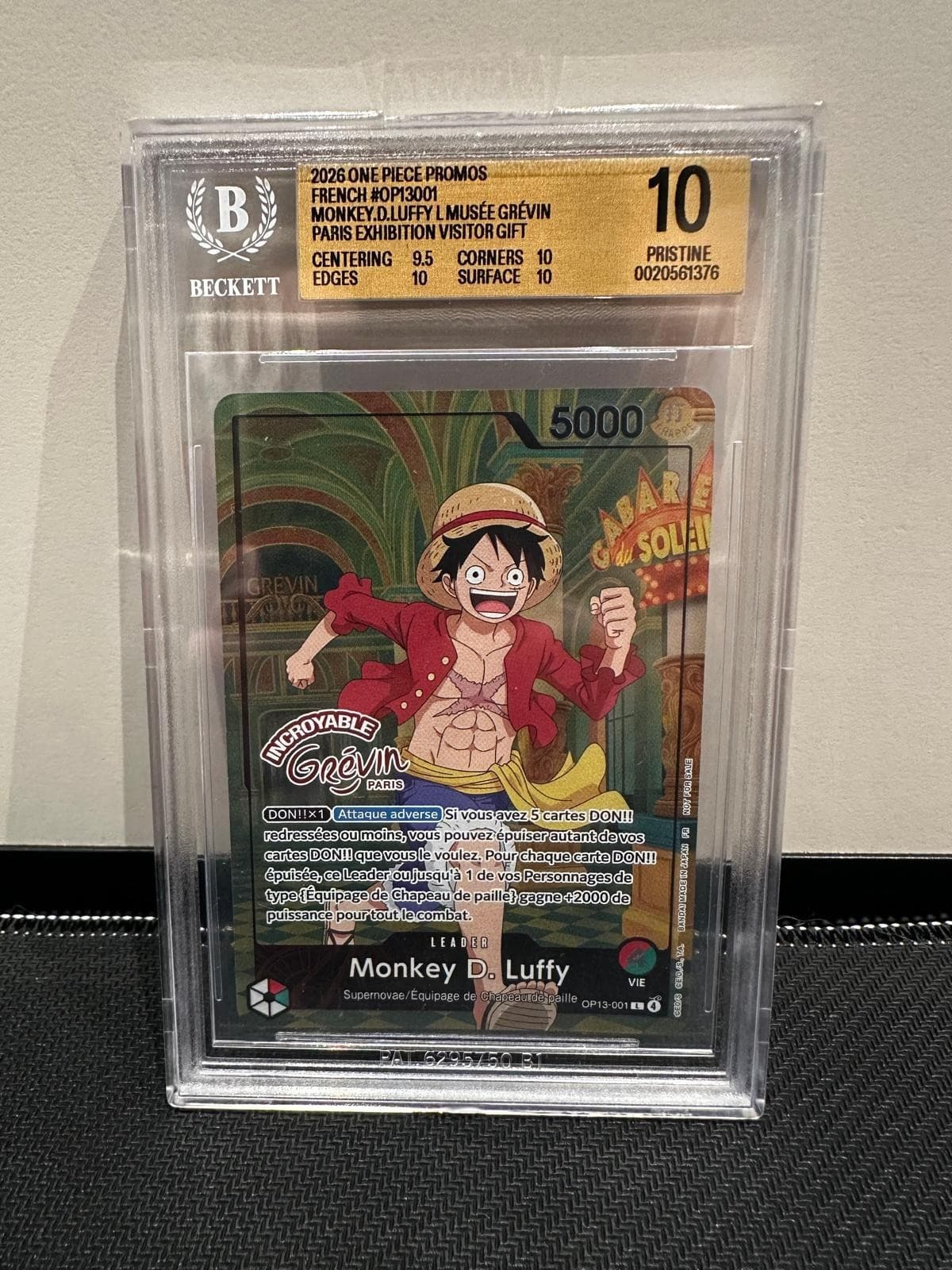 Bandai One Piece Card Game Luffy Leader Foil Promo OP13-001 FR BGS 10