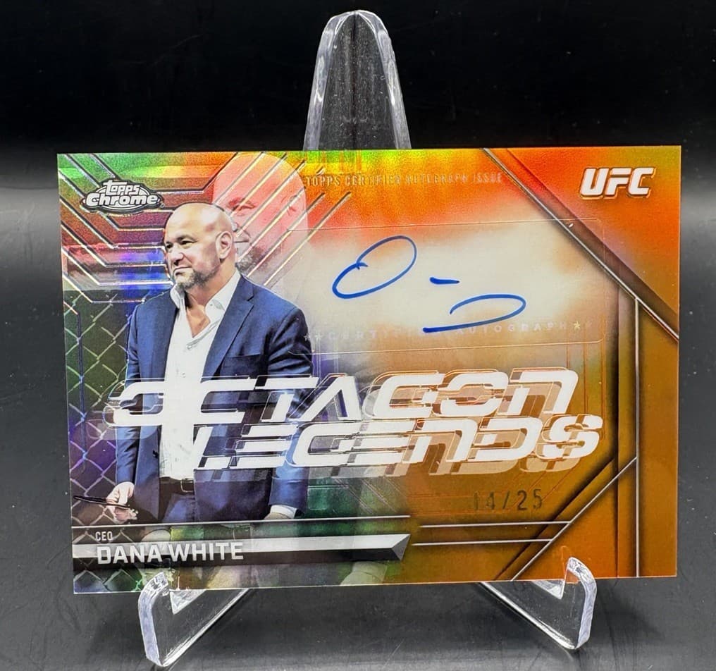 2026 Topps Chrome UFC Dana White Octagon Legends Orange Refractor Auto /25