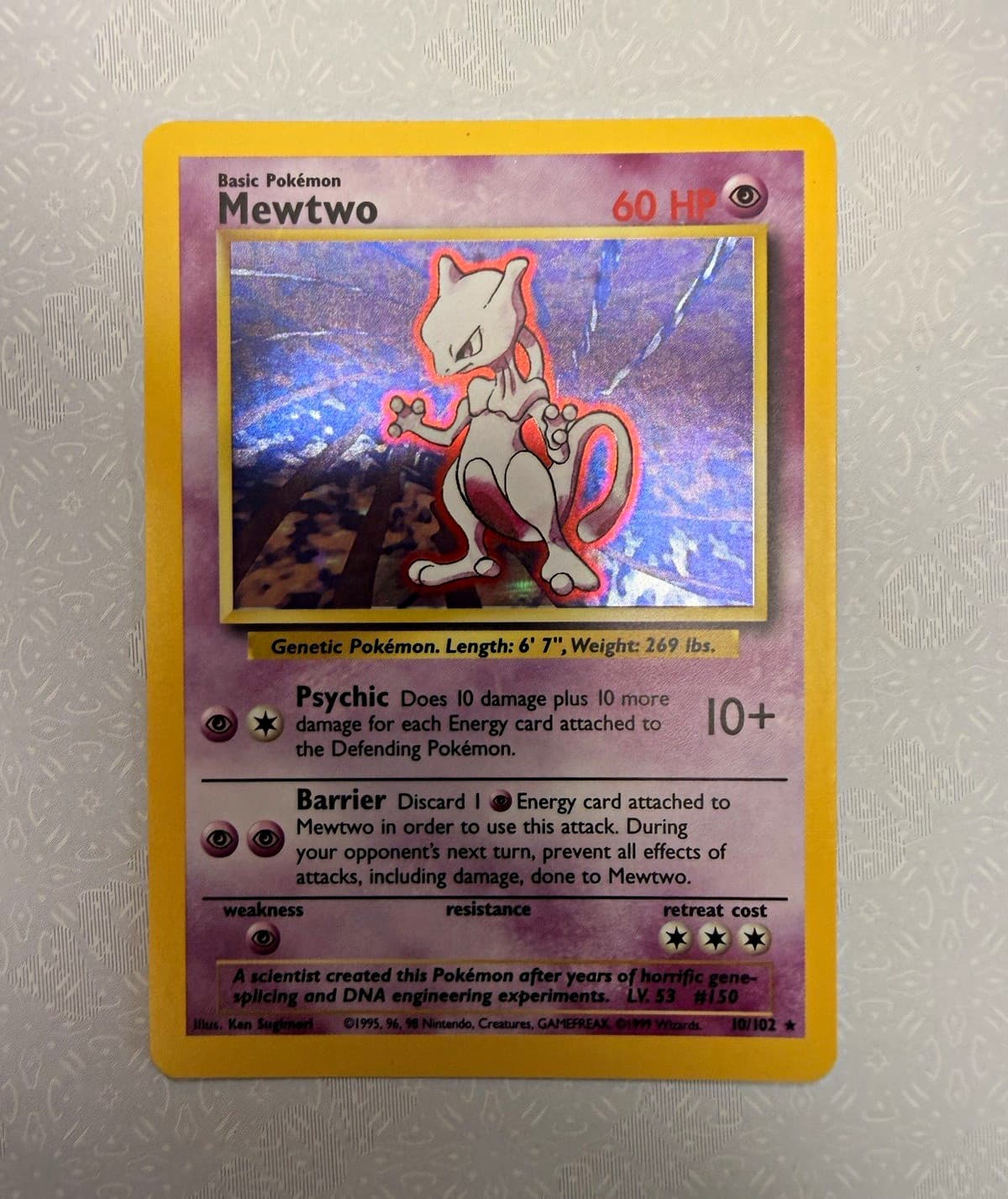 Wizards of the Coast Mewtwo 10/102 Base Set Holo Rare Unlimited EN 1999 60 HP