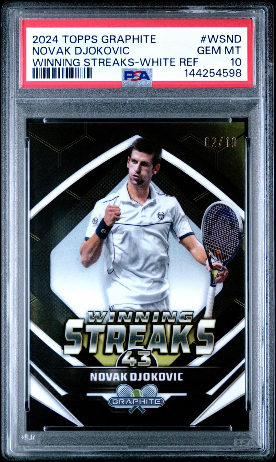 2024 Topps Graphite Tennis #Wsnd Novak Djokovic White Refractor 2/10 Psa 10