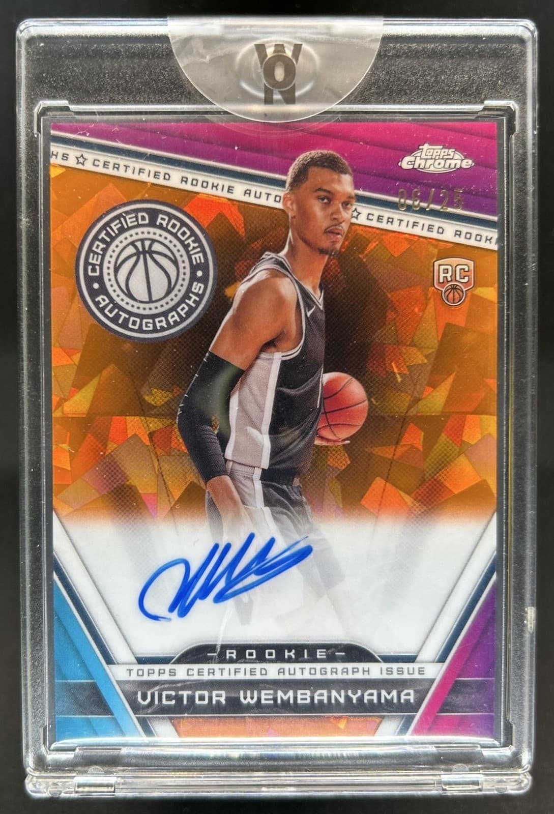 2023-24 Topps Chrome Sapphire Victor Wembanyama Certified Rookie Auto Orange /25