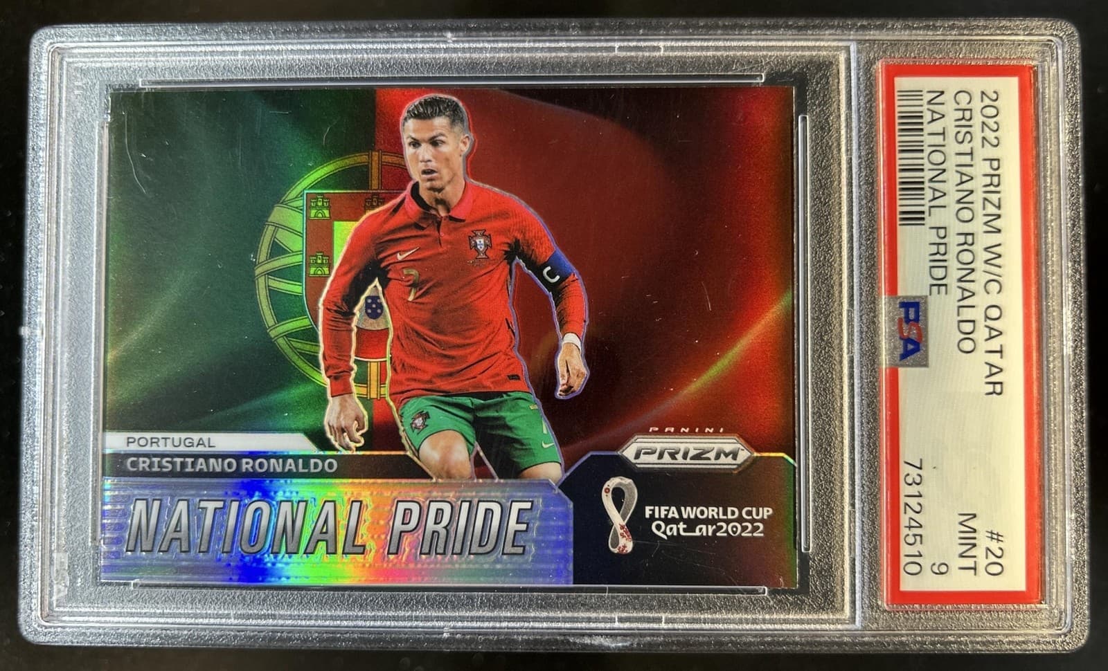 2022-23 Panini Prizm World Cup Cristiano Ronaldo National Pride #20 PSA 9