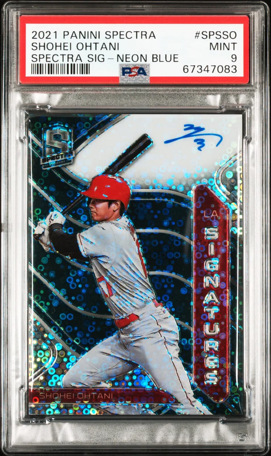 2021 Panini Spectra Spectra Signatures Shohei Ohtani #SPSSO Neon Blue PSA 9