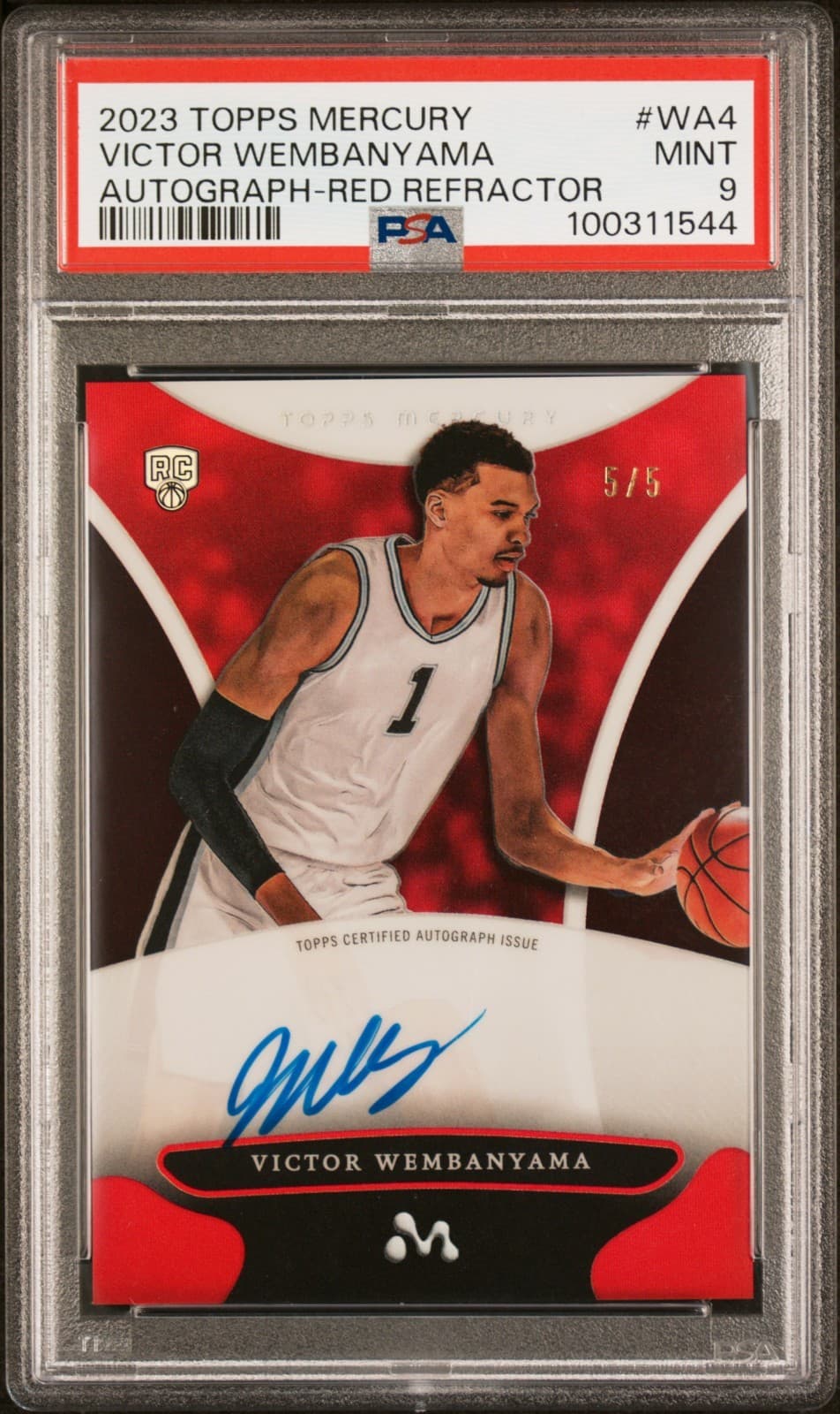 2023 Topps Mercury Victor Wembanyama Autograph Red Refractor /5 PSA 9