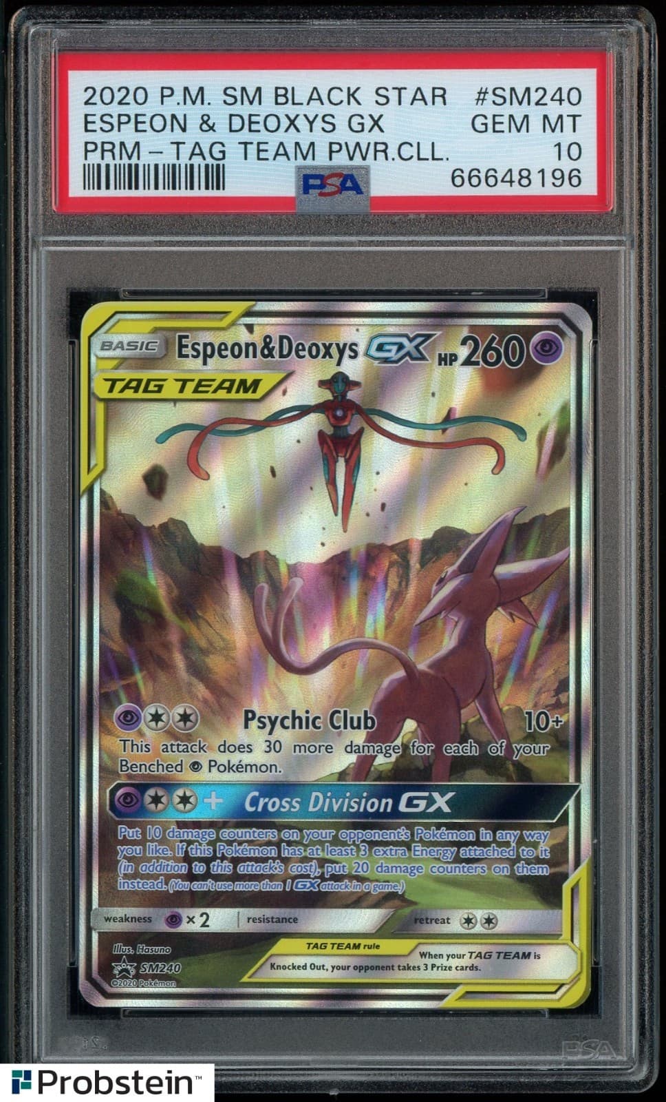 2020 Pokemon SM BSP Tag Team Power Collection #SM240 Espeon & Deoxys GX PSA 10