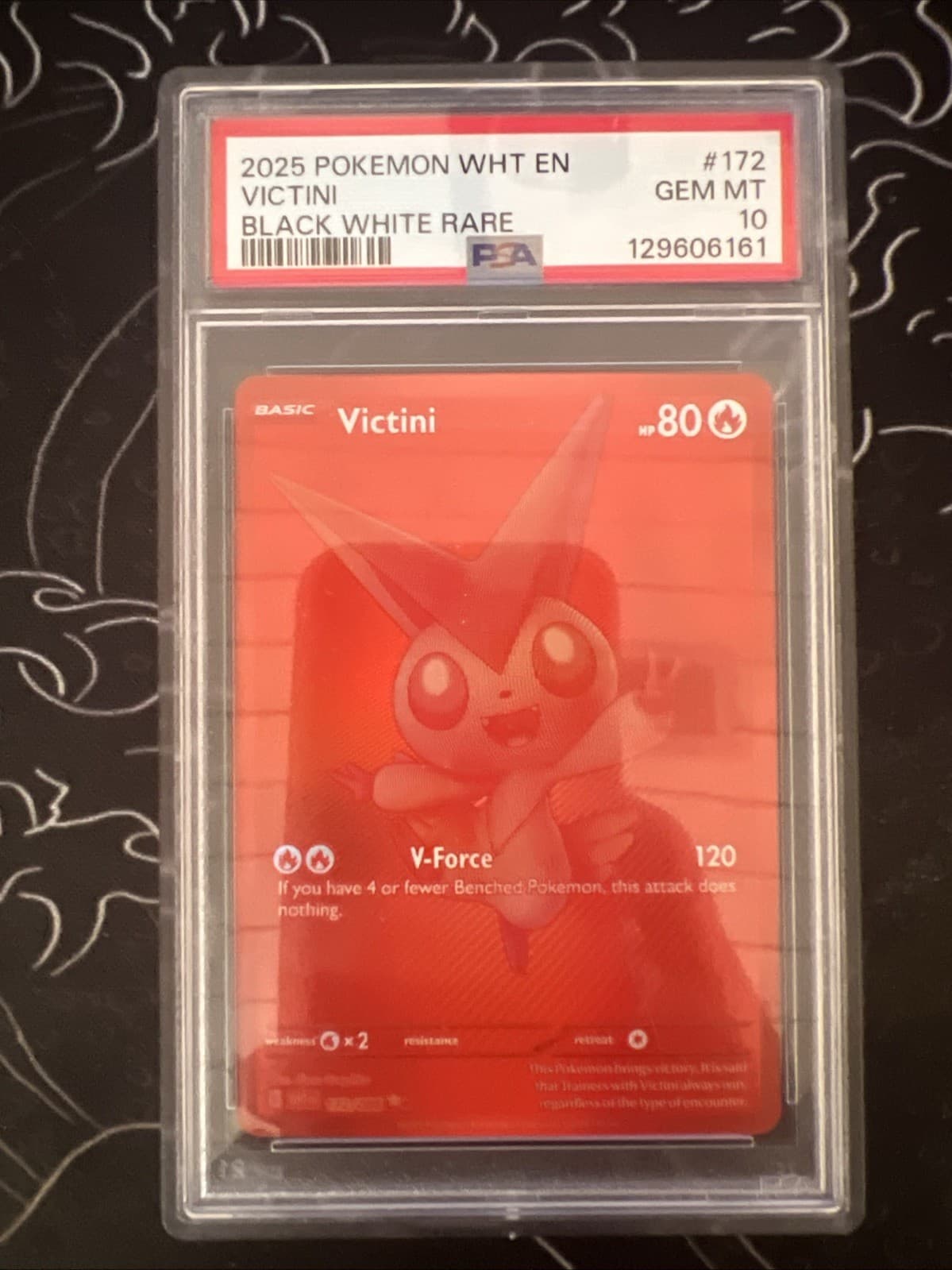 Pokemon Victini Black Bolt White Flare Red 171/086 PSA 10 Monochrome Card