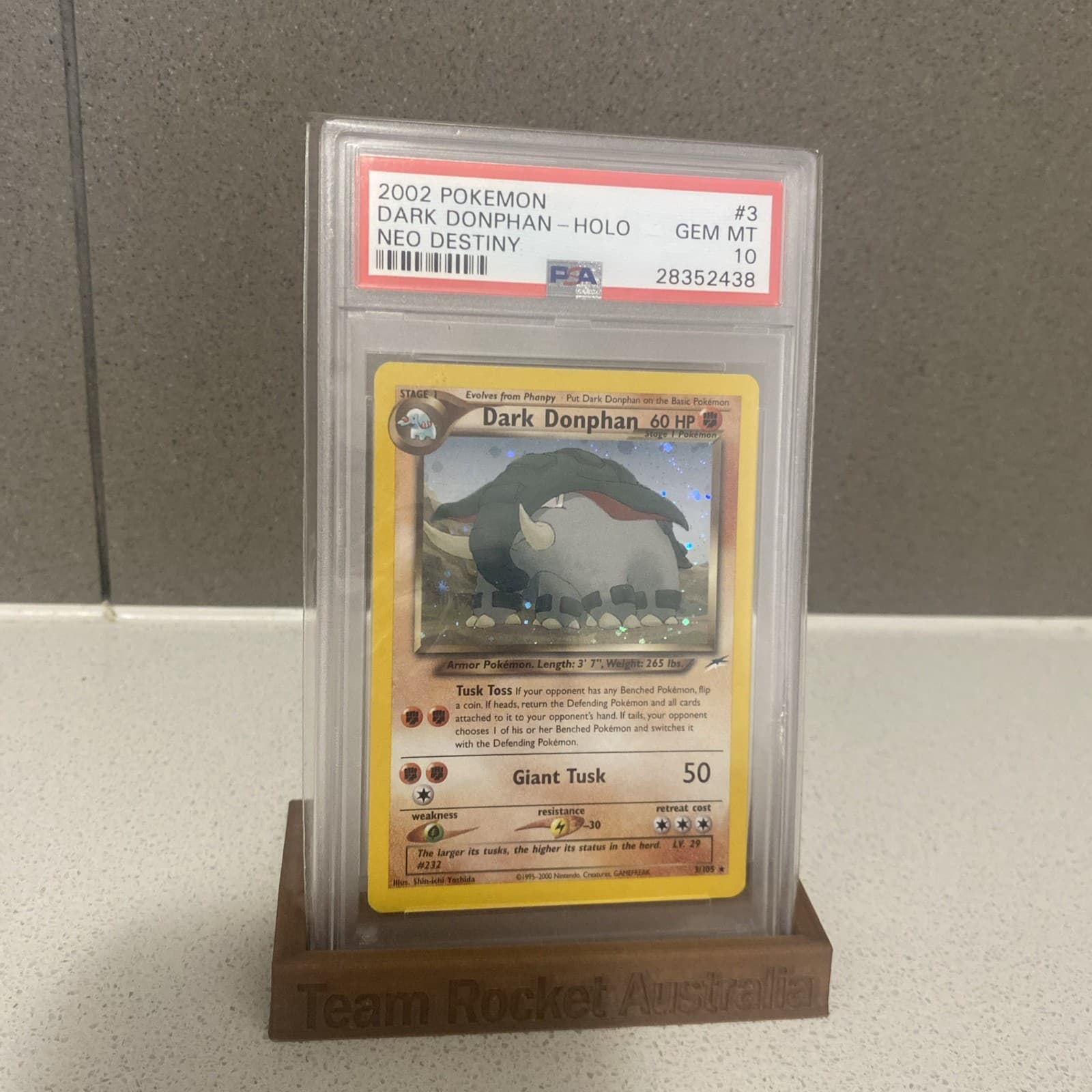 2002 Pokemon Neo Destiny #3 Dark Donphan-Holo Psa 10