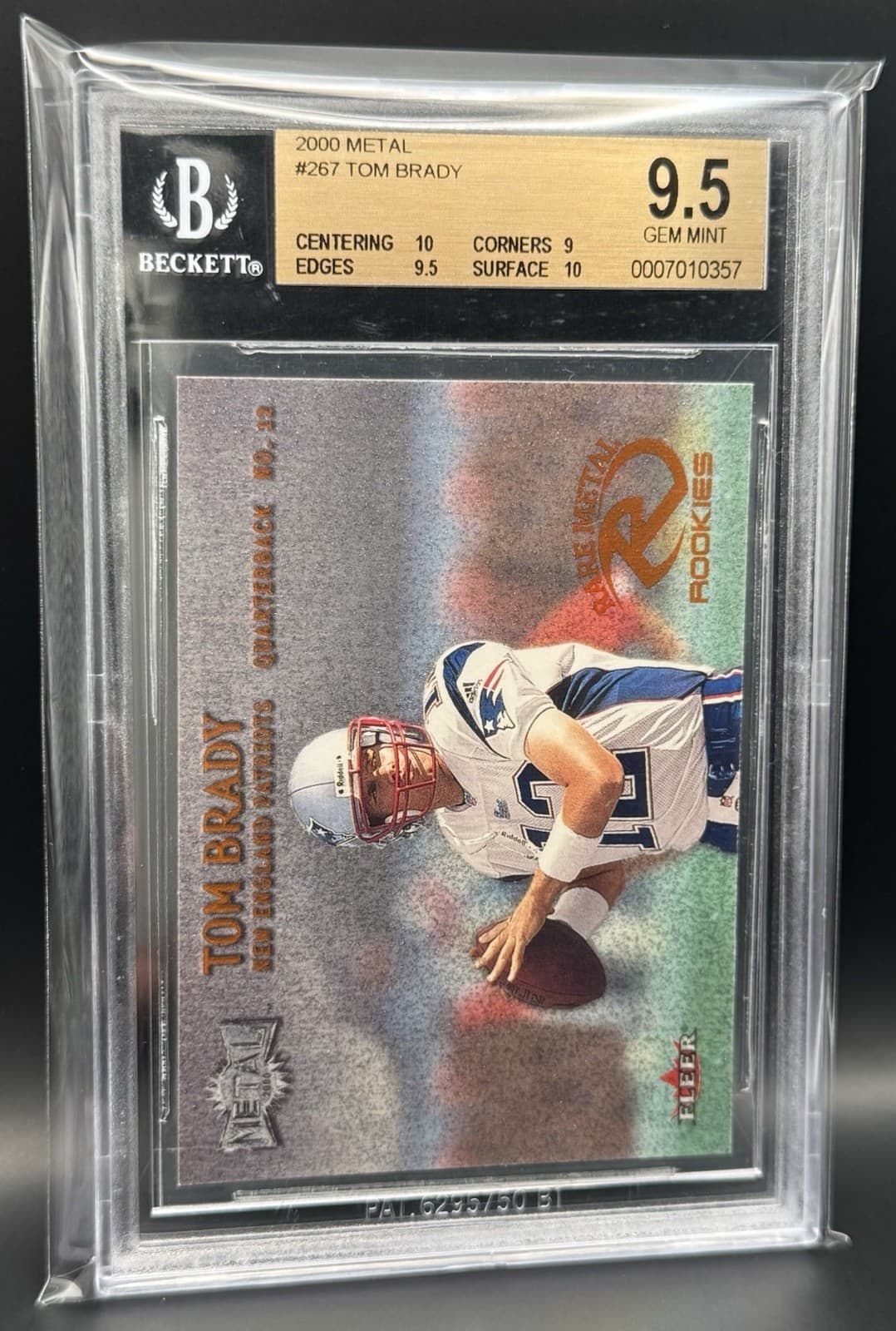 2000 Fleer Metal Tom Brady RC #267 Rare Metal Rookies BGS 9.5 GEM MINT Patriots