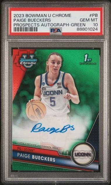 2023 Bowman U Chrome Paige Bueckers 1st Auto Green /99 #BCPA-PB PSA 10