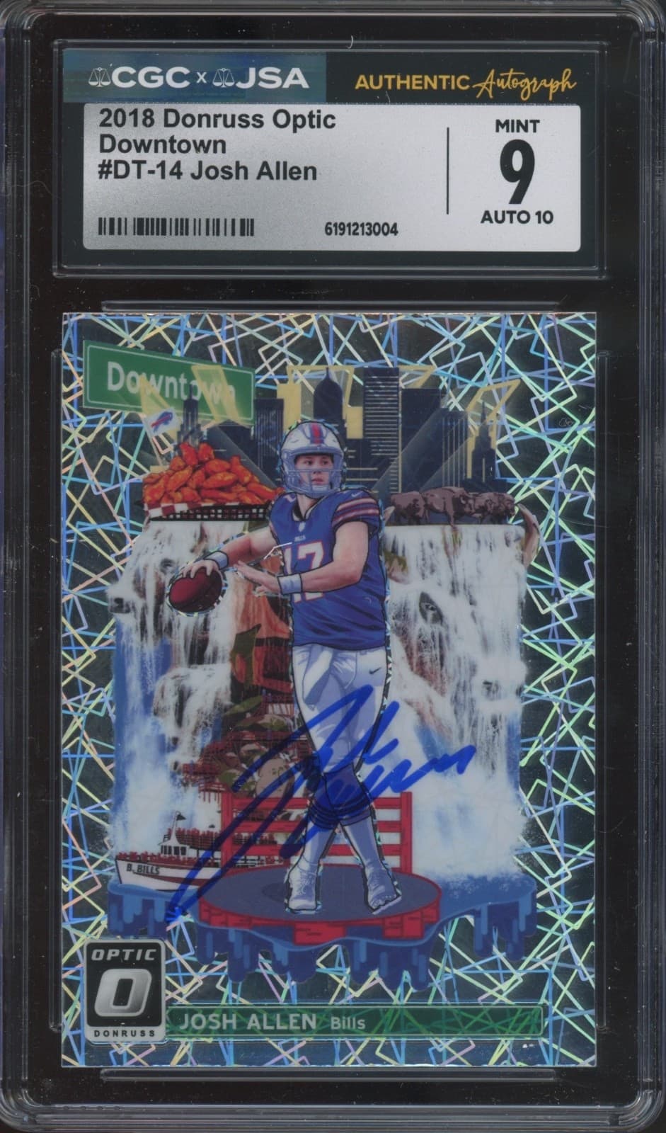 2018 Panini Donruss Optic Downtown #DT14 Josh Allen RC Rookie Mint CGC 9 10 Auto