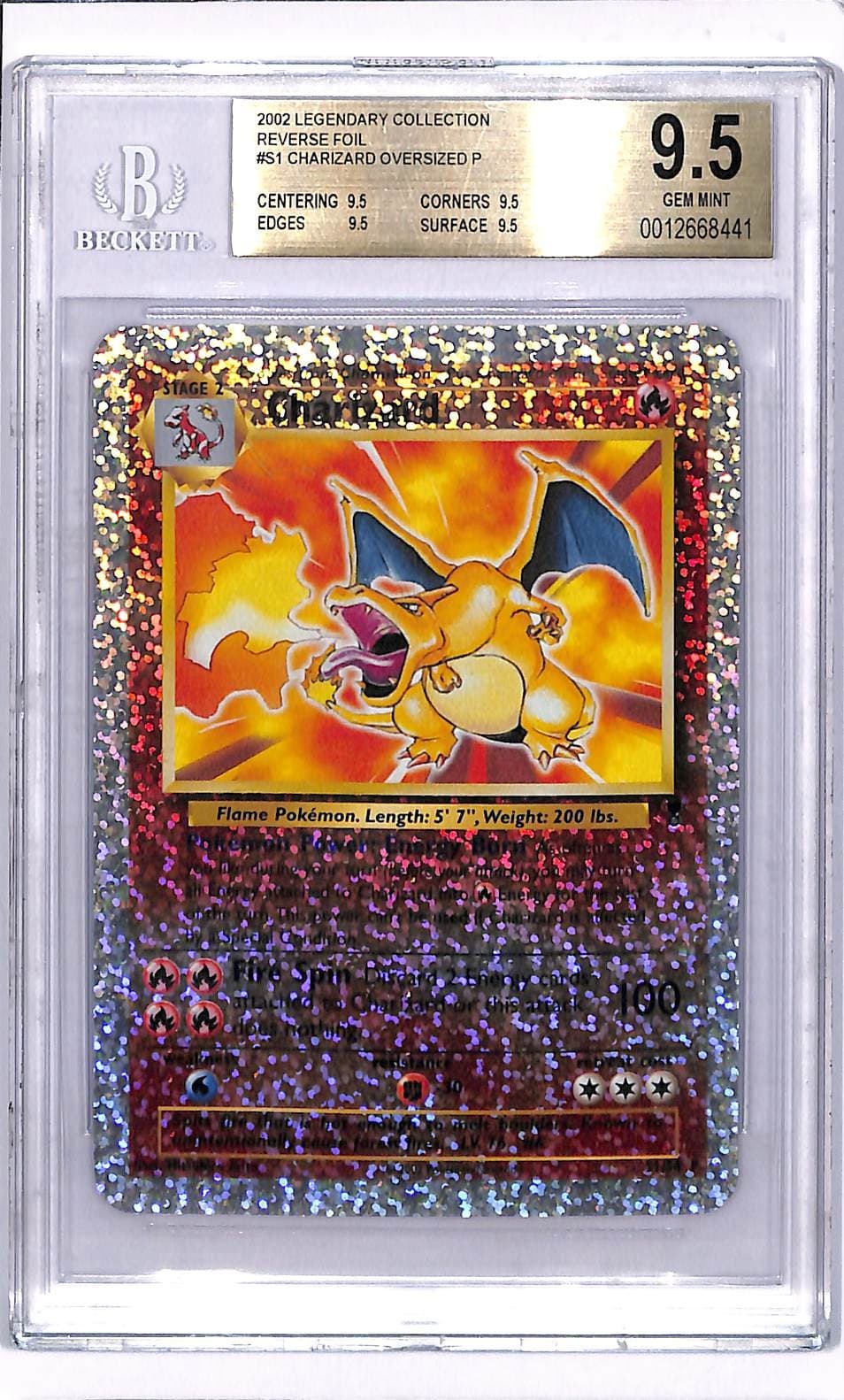 2002 Pokemon Legendary Collection Charizard Oversized Reverse Foil #S1 BGS 9.5