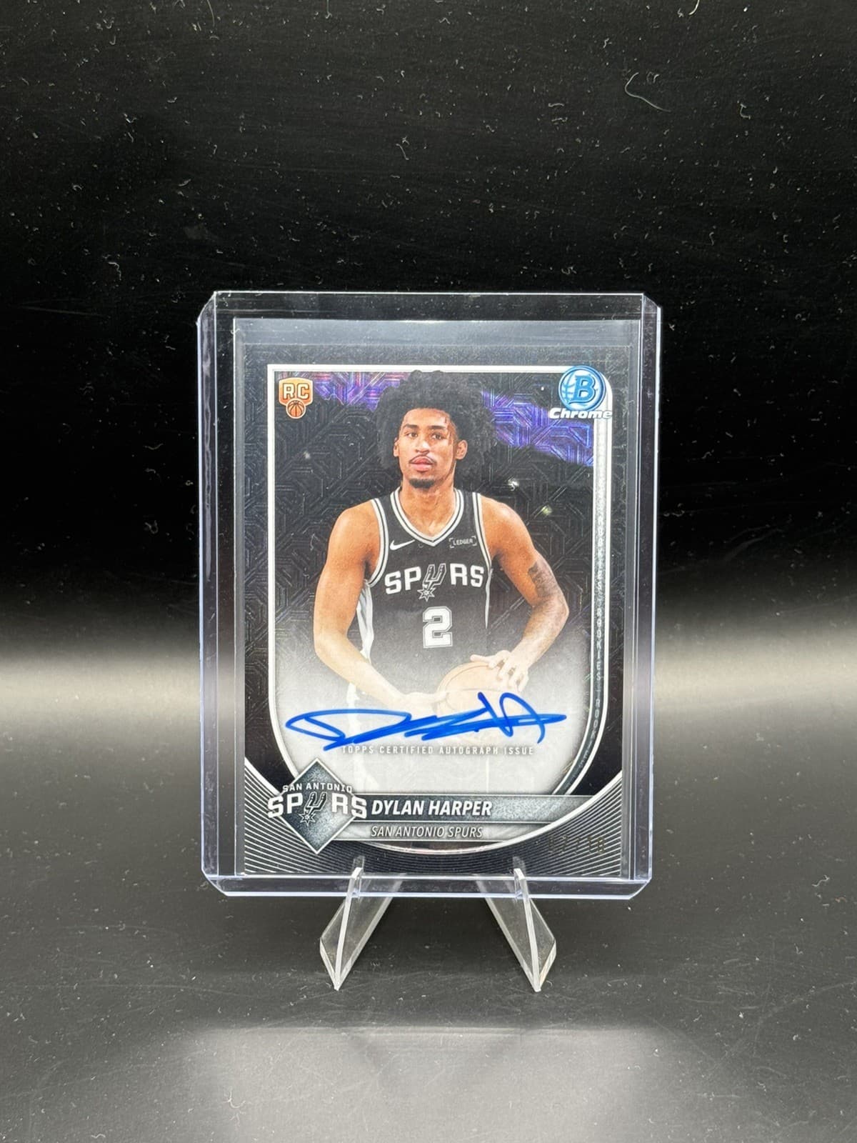 2025-26 Bowman Chrome Dylan Harper Auto RC Black 7/10 Spurs