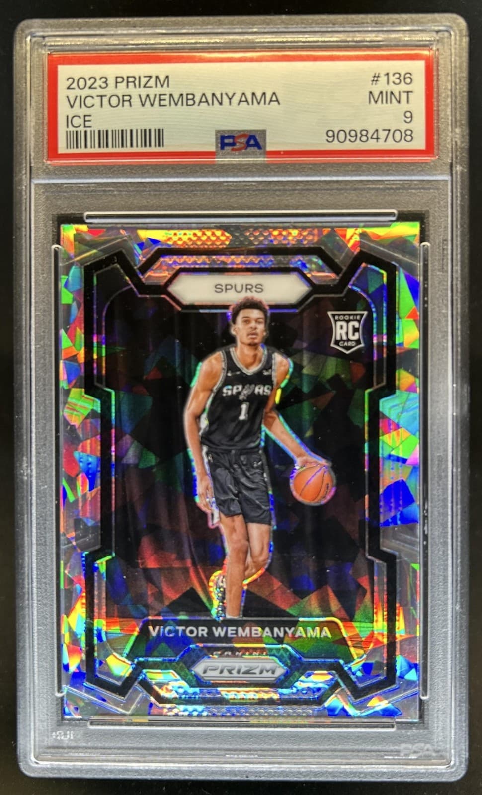 2023-24 Panini Prizm Victor Wembanyama RC Prizm Ice Rookie #136 Spurs PSA 9