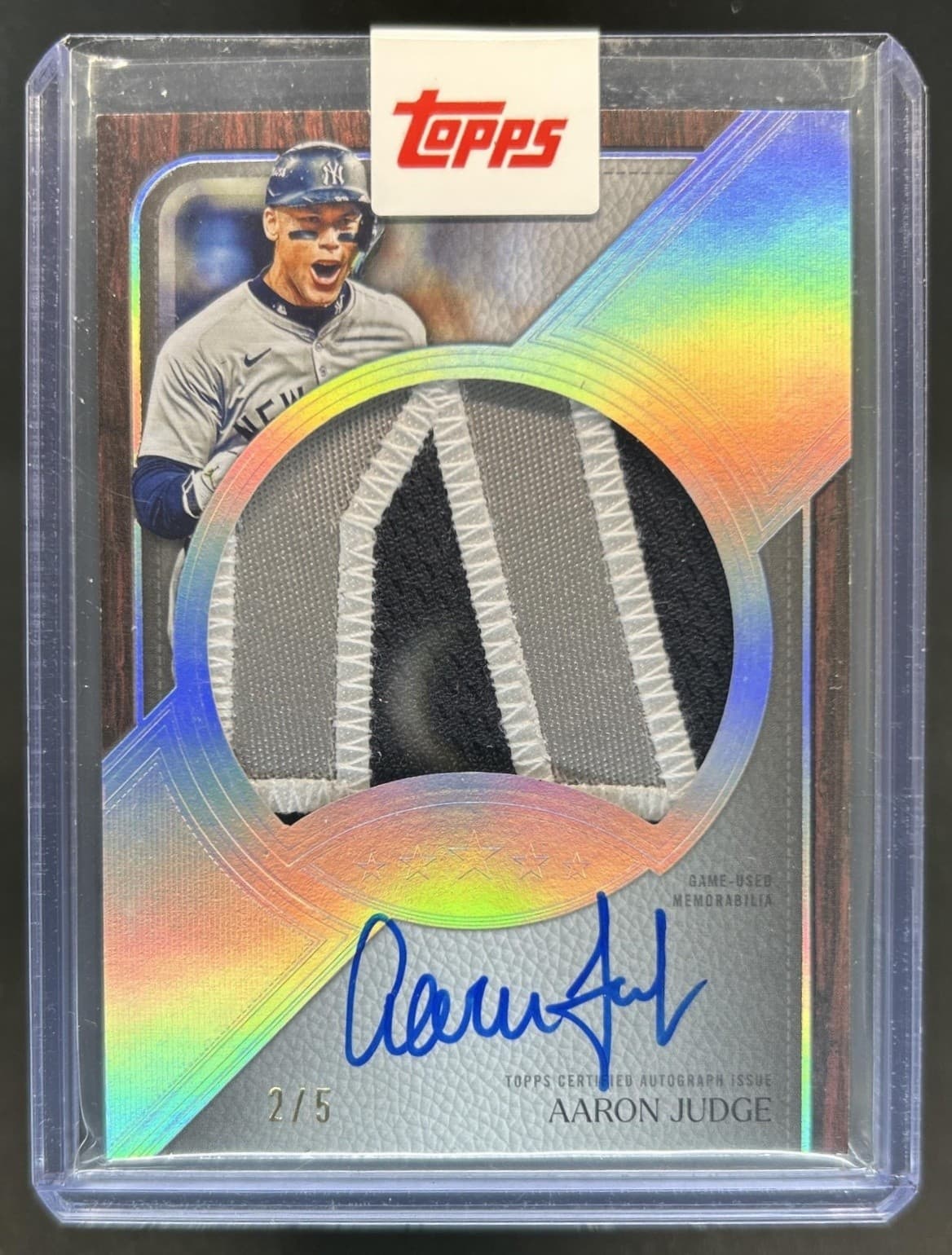 2025 Topps Five Star Aaron Judge Jumbo Prime Patch Auto Silver Rainbow #/5