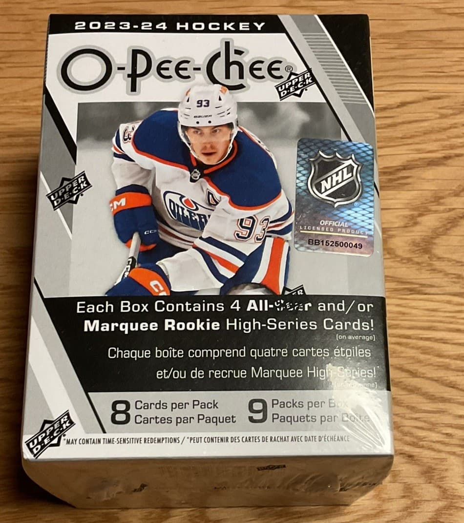2023/24 Upper Deck O-Pee-Chee Hockey 9-Pack Blaster Box 9 Packs Per Box, 8 Cards