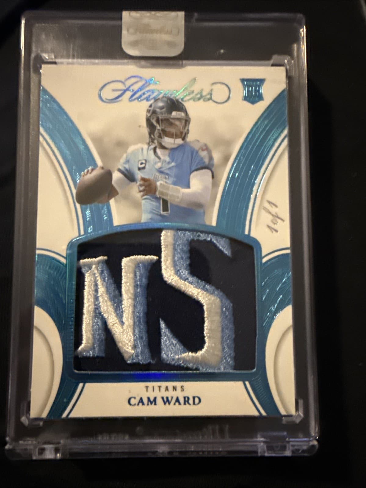 2025 Panini Flawless Cam Ward Rookie Patch Sapphire RC 1/1 Tennessee Titans
