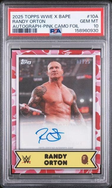 2025 Topps WWE x Bape Randy Orton Pink Camo Foil Auto /25 PSA 10