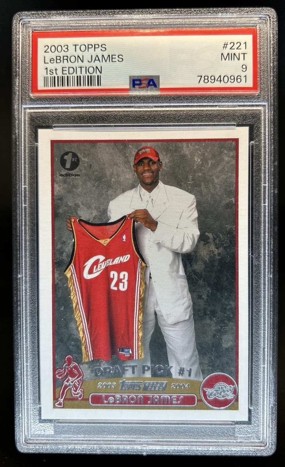 2003-04 Topps 1st Edition LeBron James Rookie RC #221 Cavaliers PSA 9