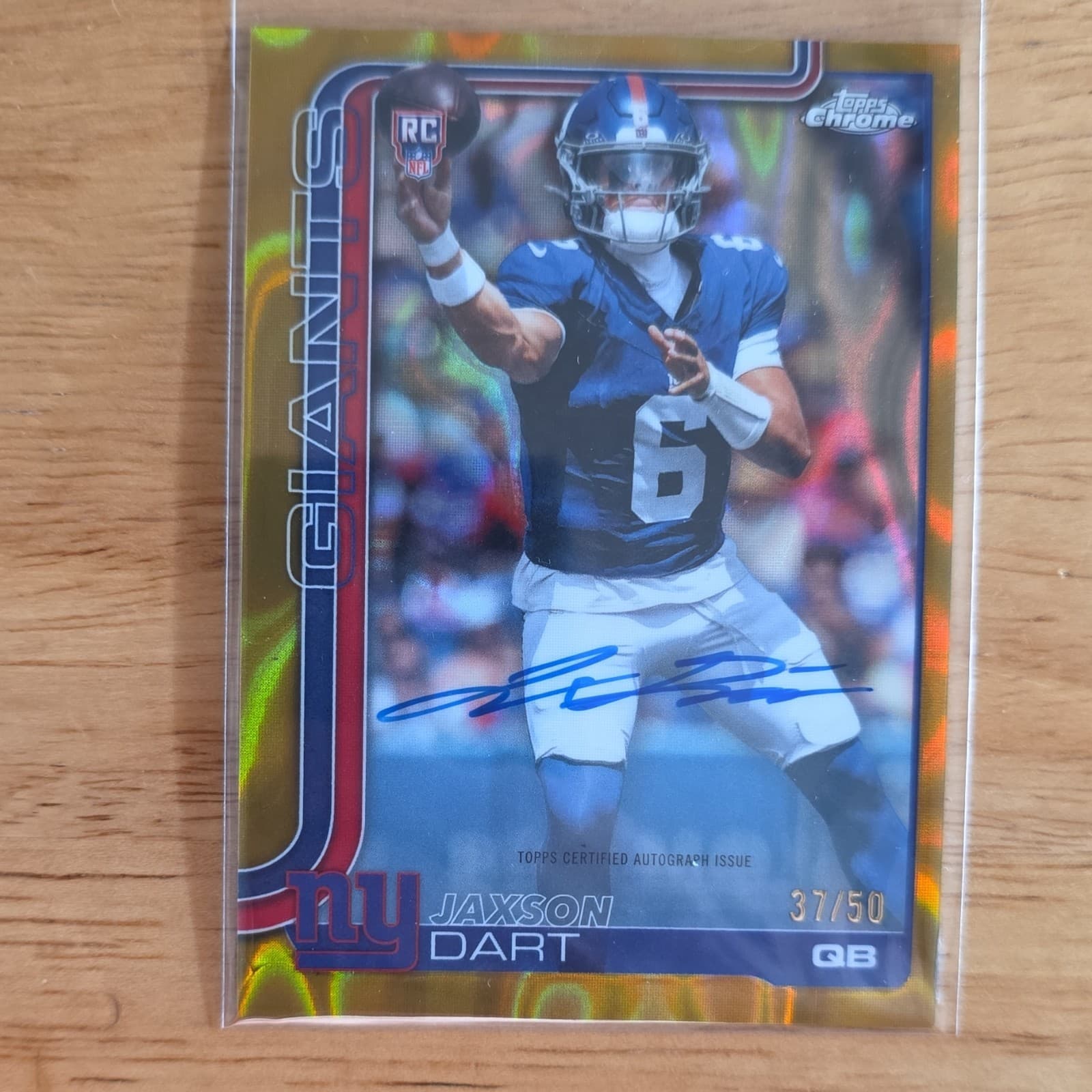 Jaxson Dart 6-Card Rookie Lot Topps Chrome Auto 37/50 + Prizm Draft Picks