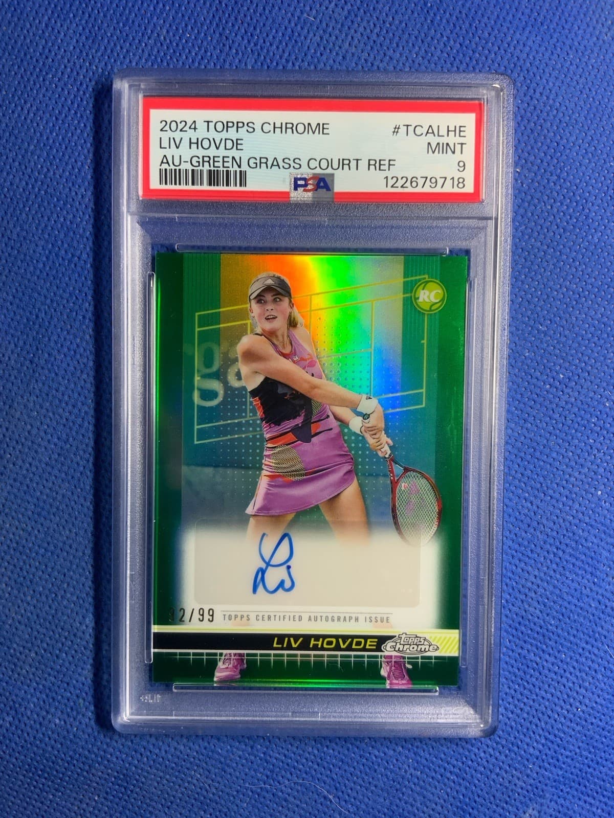 2024 Topps Chrome Tennis Liv Hovde RC Rookie Auto Green /99 Psa 9 POP 2