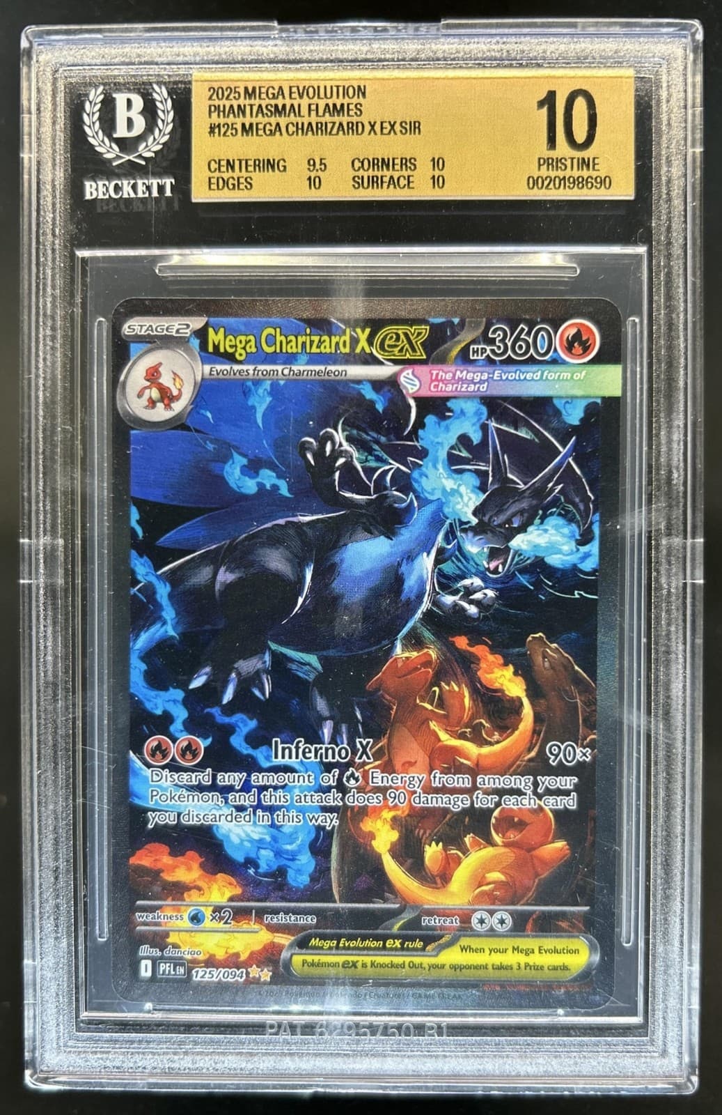 2025 Pokemon PFL Mega Charizard X ex Special Illustration Rare #125/094 BGS 10