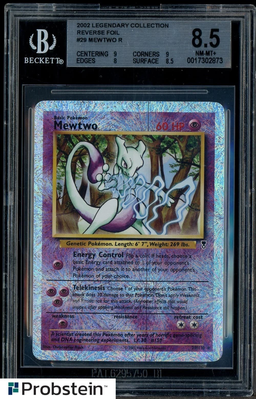 2002 Pokemon Legendary Collection Reverse Holo Foil #29 Mewtwo R BGS 8.5