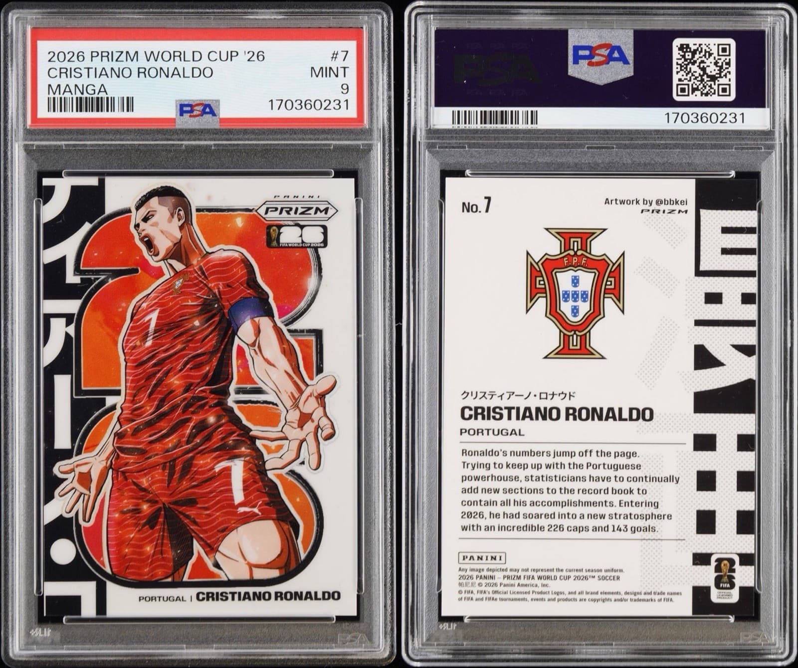 2026 MANGA Cristiano Ronaldo #7 PSA 9 PaniniPrizm FIFA World Cup