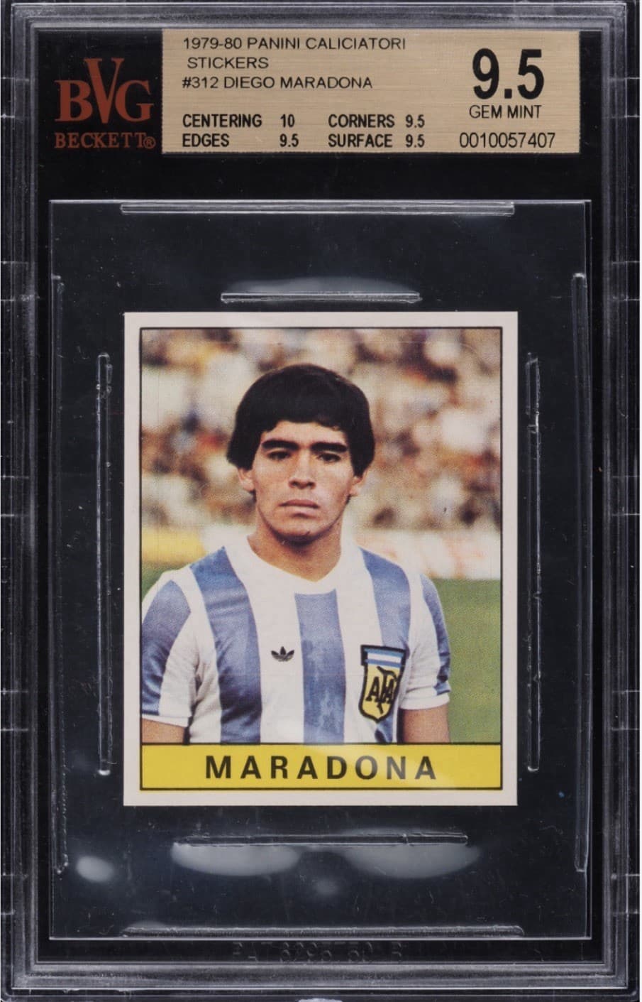 Panini Maradona #312 Calciatori 1979-80 Soccer Sticker BVG 9.5 Gem Mint