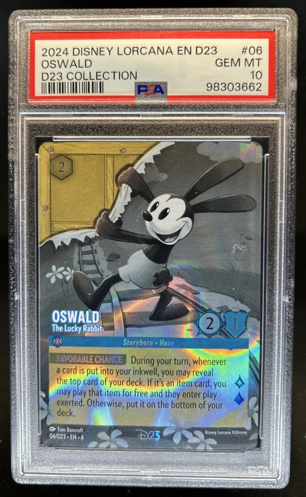 2024 Disney Lorcana Azurite Sea Oswald - The Lucky Rabbit Promos #06/D23 PSA 10