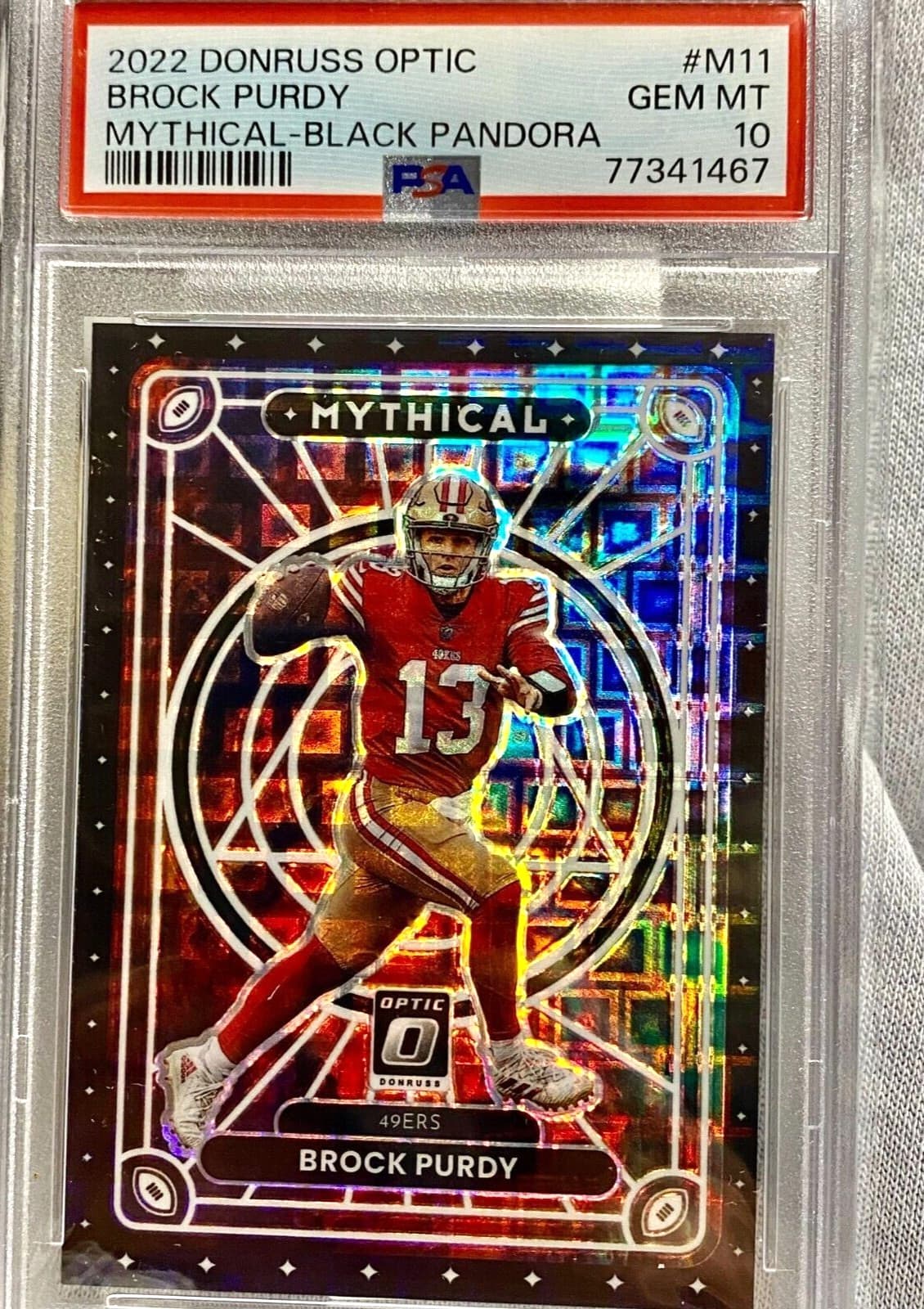 2022 Brock Purdy Mythical Donruss Optic Prizm RC Black Pandora 4/25 PSA 10 Pop 4