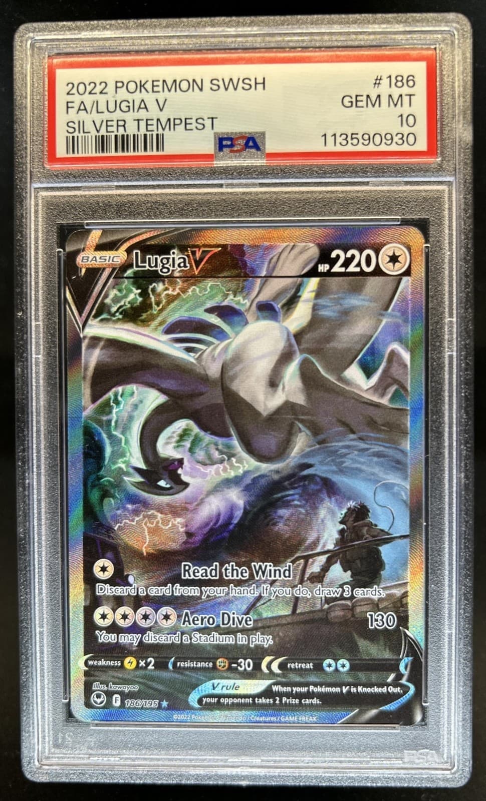 2022 Pokemon SWSH Silver Tempest Lugia V #186/195 PSA 10 GEM MINT