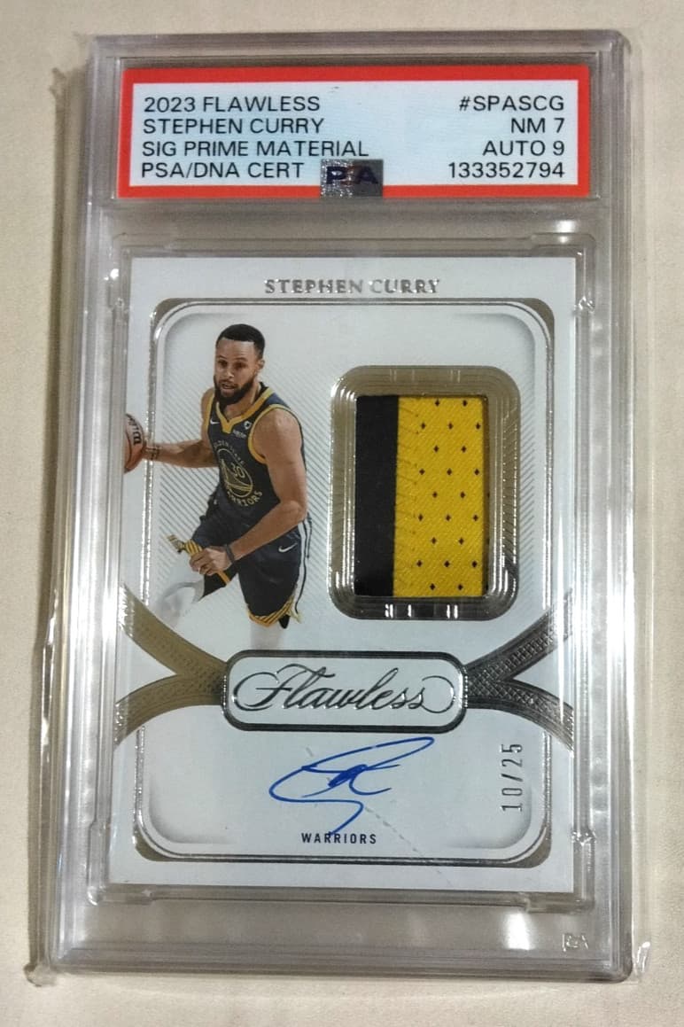 Stephen Curry 2023-24 Flawless Vertical Patch Auto /25  🔥🔥🔥 PSA 7 9 Auto
