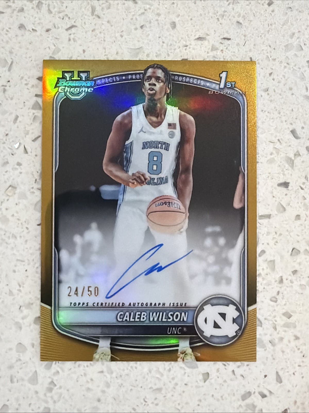 2025-26 Bowman Chrome Basketball Caleb Wilson Bowman 1st Gold Auto /50