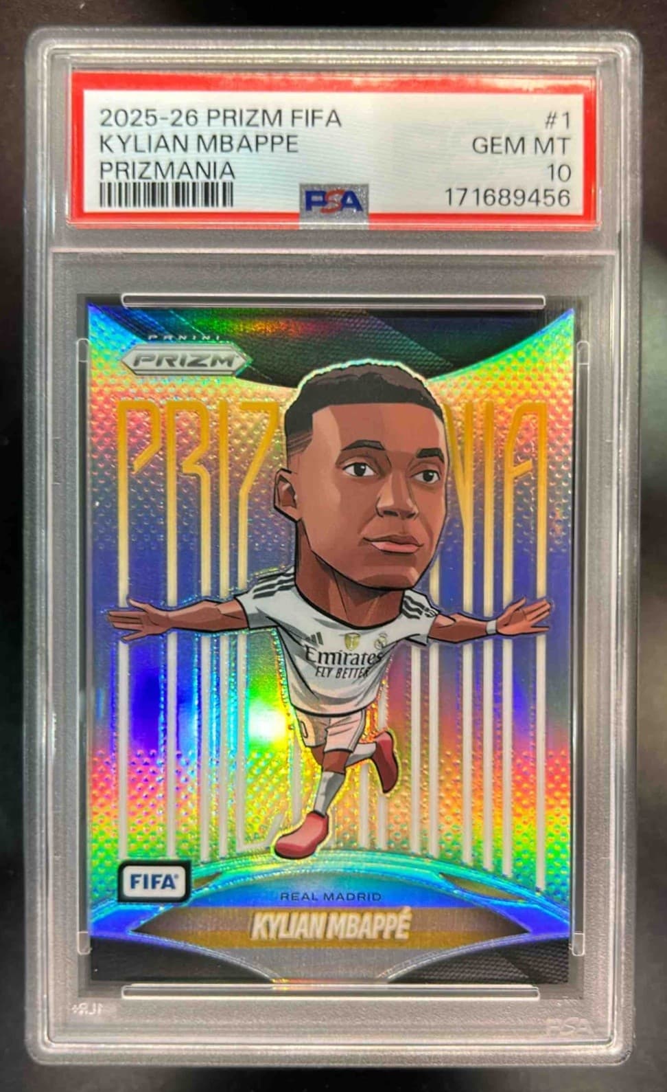2025-26 Panini Prizm FIFA Kylian Mbappe Prizmania SSP #1 Real Madrid PSA 10